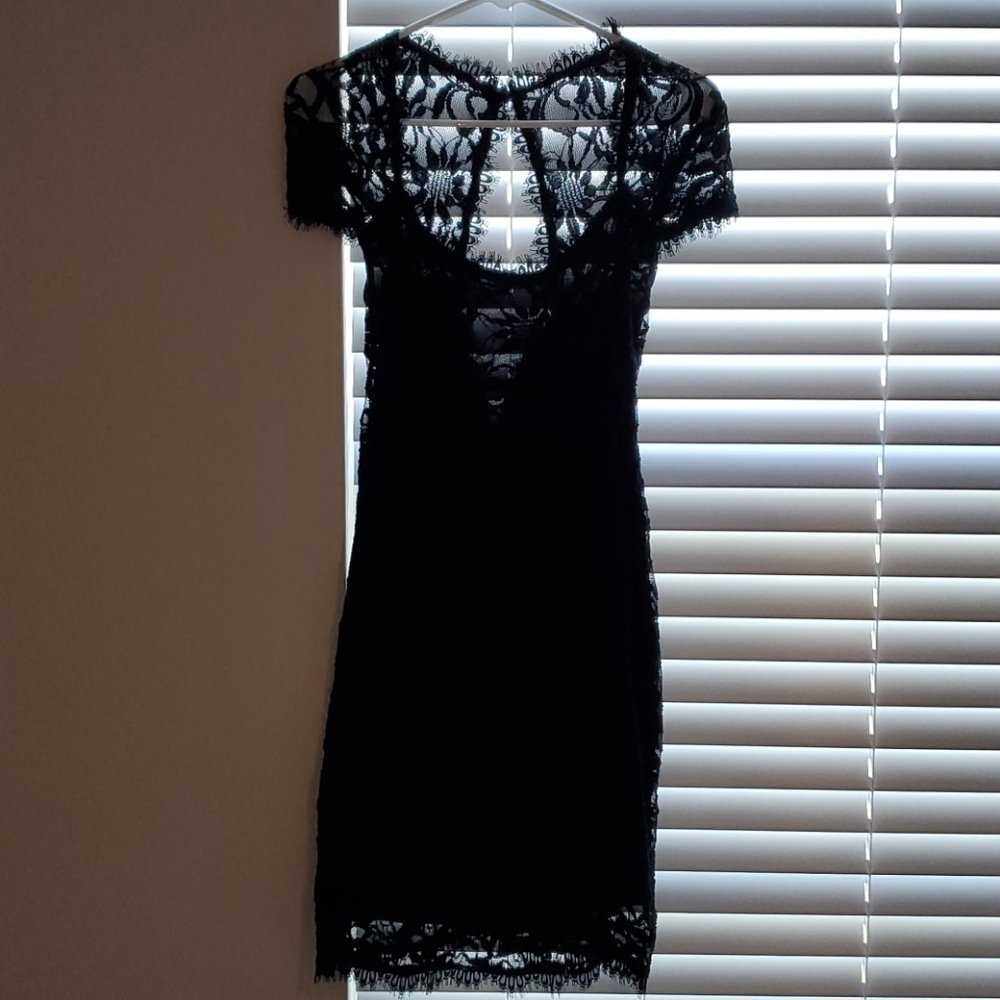 NWOT Cap-Sleeve Black Lace Dress